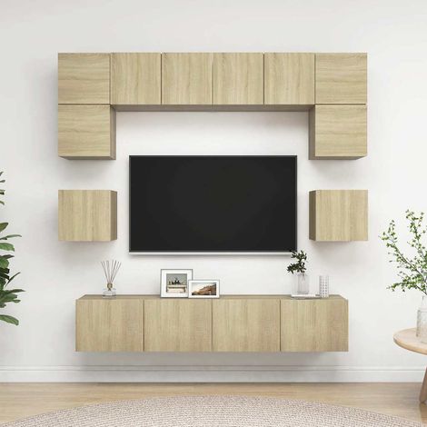 vidaXL 8 Piece TV Cabinet Set Sonoma Oak Engineered Wood (1/5)
