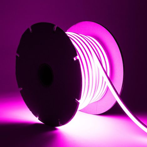 Tira LED Neón Regulable 220V BOBINA 50m SFLEX8 8W/m Corte 100cm IP65 Rosa
