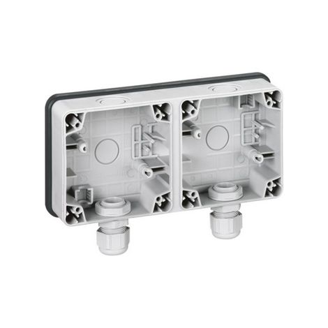 Legrand – Boitier de protection pour prise électrique – 2 postes – Saillie horizontale – IP66 – Livré avec presse-étoupe ISO 20