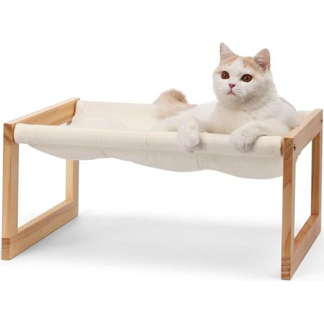 Lit pour Chat en Velours Pelucheux pour Chat d'intérieur Hamac en Bois 50,8 x 40,6 cm Convient pour Chats, Chiots, Lapins, Chatons et Petits Animaux (1/5)