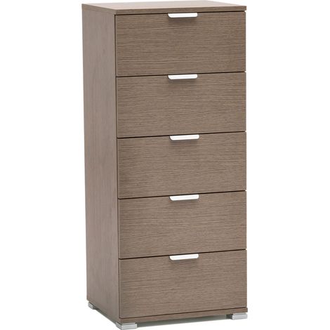 Mobiletto con 5 cassetti in legno nobilitato in varie tinte 45x38xH103 cm - Brown (1/5)