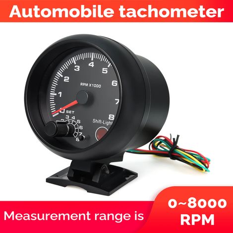 Decdeal Tachymètre universel noir pour voiture de 3.75 pouces, jauge bleue, lumière Inter Shift, 0-8000 tr/min