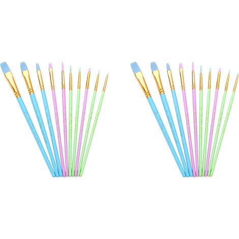 20 pinceaux en nylon pour peinture acrylique, huile, aquarelle, maquillage artistique (1/5)