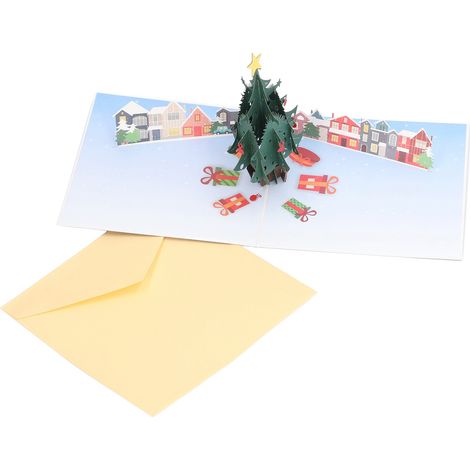 Cartes de Noël 3D Pop-up Artisanales, 5 Cartes de Vœux avec Enveloppes, Décoration de Fête, Cadeaux de Noël, Design Relief Festif