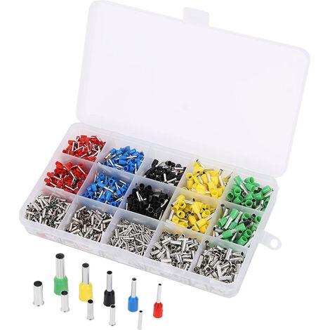 Kit d'assortiment de 1640 cosses à sertir tubulaires à pression à froid pour fils électriques (1/5)