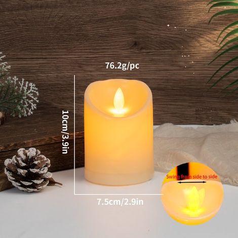 1 Candela da esterno impermeabile con luce LED, senza fili e sicura, 7,5 x 10 cm, candela LED lampeggiante, timer e funzionamento a batteria, plastica (1/4)