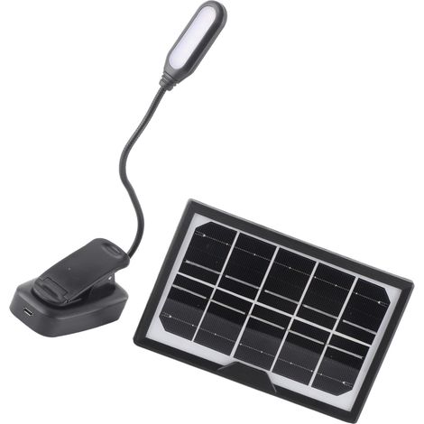 Lampe solaire à pince Rechargeable, lumière blanche chaude du jour, sans scintillement, Flexible, col de cygne, Clip sur livre, 5V (1/5)