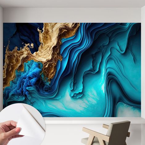 Papier peint adhésif autocollant pour salon chambre à coucher peint imprimé pour mur Vagues énergiques 152x104 cm (1/5)