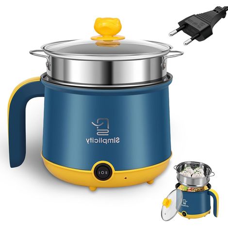 Petite Marmite Hot Pot électrique Avec Cuiseur à Vapeur, Mini Marmite électrique 1.8 L, Casserole Electrique, Portable Poêle Multifonction, Marmite électrique Multifonction Avec Cuiseur à Vapeur (1/5)