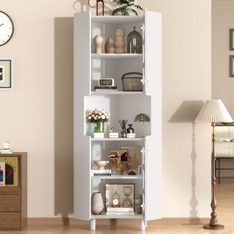 MEUBLIV Eckschrank 63,5 x 59,5 x 157,5 cm weiß – Stauraum mit LED (1/5)