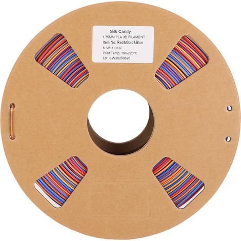 Filament PLA Tricolore Précis, Fournitures D'imprimante 3D en Soie Arc-en-ciel pour Modèle Grand Public 1.75mm Rouge or Bleu 1KG (1/5)