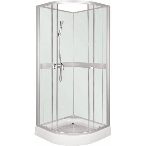 KERRA CLASSIC WHITE Duschwand + Wasserhahnanschluss + Badewannenarmatur / 80 x 80 cm (1/2)