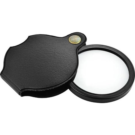 Mini Pocket Magnifier Foldable Magnifying Glass Protective Case Leather Case Travel Magnifier Rotating 5x Zoom Lens Diameter 48mm (1/5)