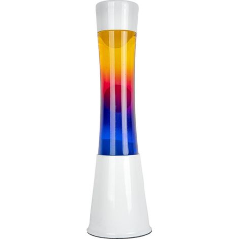 Fisura - Lampada lava multicolore. Base bianca e vetro con effetto sfumato multicolore. Lampada di lava a effetto rilassante. Con lampadina di ricambio. 11 cm x 11 cm x 39,5 cm. (1/4)