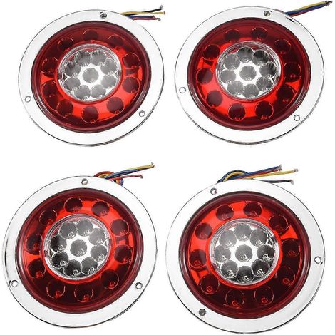 4er-Pack runde 19-LED-Rückleuchten mit Bremslicht und Blinker für Anhänger, LKW und Transporter – JXLGV (1/5)