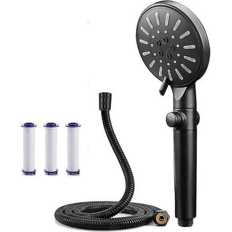 Pommeau de douche avec flexible, pommeau de douche à pression augmentée, avec filtre (1/3)