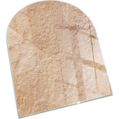 Piastra Per Camino Decorazione Per Pavimento In Vetro Per Camino Per Focolare Moderno per la legna Struttura in pietra naturale 80x70 cm (1/5)