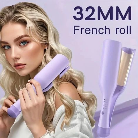 Fer à friser pour boucles larges 32 mm, fer à friser effet french wavy 32 mm, fer à friser effet plage, fer à friser 160 °C violet (1/5)