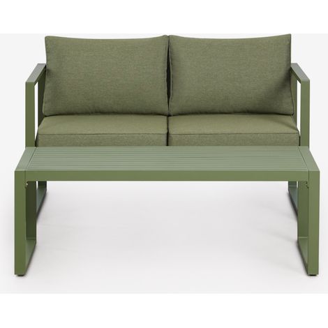 Set da giardino con divano 2 posti e tavolino in alluminio 110x55cm Lipov SKLUM (1/5)
