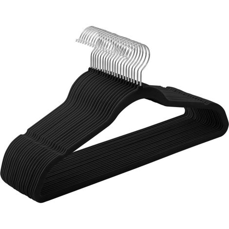 Set di 20 grucce in velluto per adulti, lunghe 45 cm, sottili, ad alta capacità di carico, con ganci girevoli a 360°, per cappotti, camicie, nere e argento (1/4)