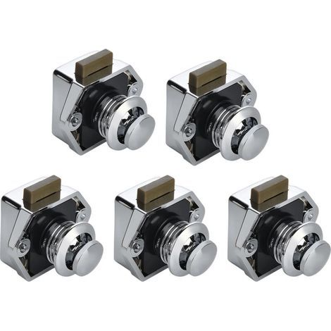 Lot de 5 verrous de camping-car, serrure à bouton poussoir sans clé pour camping-car, yacht, bateau, camping-car, armoire de camping, caravane(argenté)
