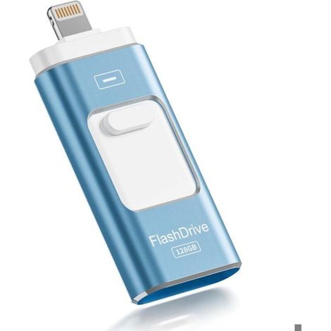 (Bleu Clair)Clé USB iPhone 128 Go Apple MFI Certifié, 3 en 1 pour iPhone/iPad/Type C/Android/PC, Stockage Externe Haute Vitesse, (1/5)