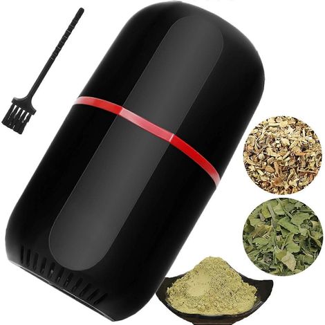 Broyeur à herbes électrique Turimon, grand broyeur à herbes/café/moulin/broyeur pour épices et herbes avec brosse de nettoyage - Noir - Capacité de 120 g (1/5)