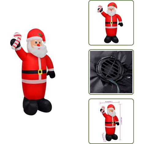 Weihnachtsmann aufblasbar 120 cm - Weihnachtsschmuck - Weihnachtsdeko - Aufblasbarer Weihnachtsmann - Lichterkette - Outdoor Beleuchtung (1/5)