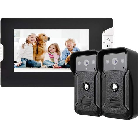 Interphone Vidéo, Interphone Vidéo Filaire avec Écran LCD de 7 Pouces avec Caméra Extérieure 1000TVL Support de Vision Nocturne IR Surveillance Déverrouillage Interphone Bidirectionnel (EU) (1/5)