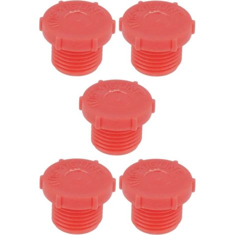 5x Bouchon anti-poussière filetage mâle type UNF en plastique rouge Embout Raccord Capuchon Protection Tuyau Hydraulique Tube, diamètre filetage 13/16'' (1/2)