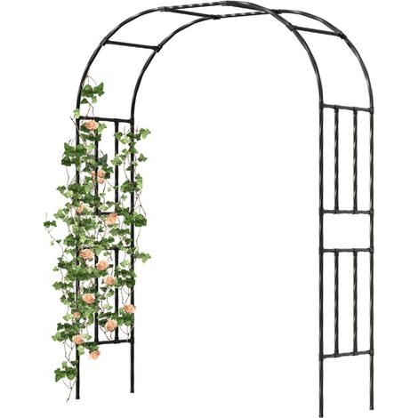 Metal Garden Arch with 20mm Thickened Galvanized Steel Tubes, Rust-Resistant Rose Arch, 150cm Wide × 240cm High, Perfect for Climbing Plants and Outdoor Décor as a Garden Archway or Trellis