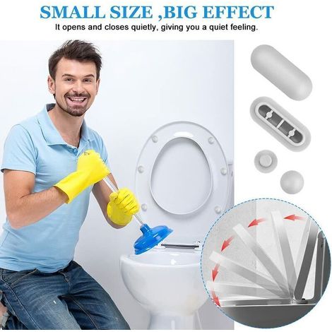 Set di 4 protezioni in plastica per sedile WC, con 4 distanziatori per coperchio WC, paraurti resistente per sedile WC, cuscinetto antiurto per sedile e coperchio WC. (1/4)