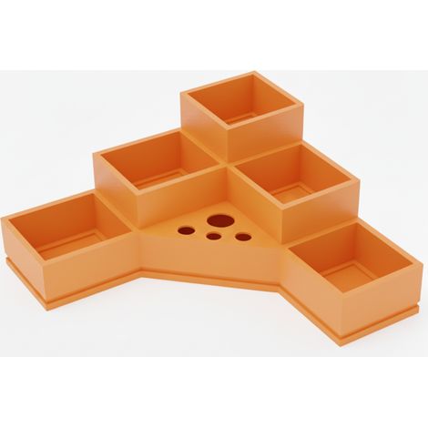 Oranger Badezimmer-Organizer für Kosmetikartikel und Zahnbürsten, 5 Fächer, 4 Löcher (1/3)