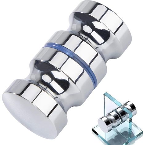 1 Poignée de porte, Verre, Acier inoxydable, Design rond, Argent, Salle de bain, Cuisine (1/5)