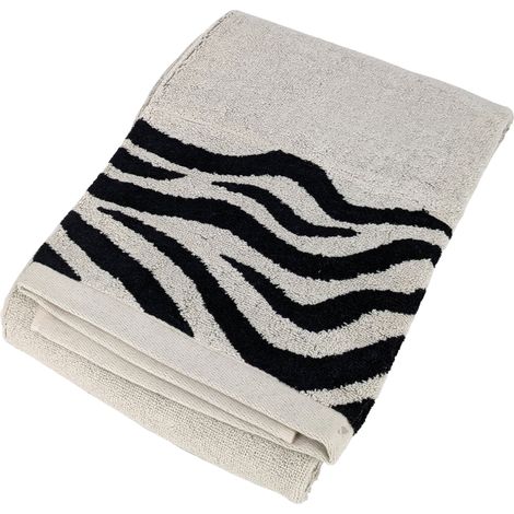 Drap de douche absorbant coton 70x140cm ZEBRA bordure beige (1/5)