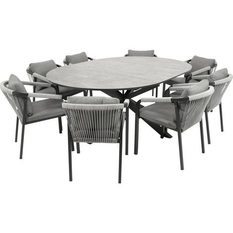 Garnitur LYON 9-teilig, Alu + ECP + Rope grau