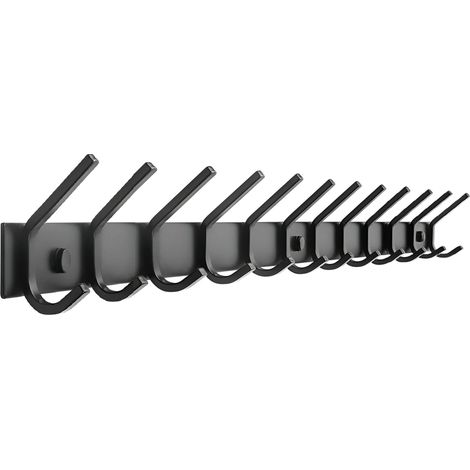 TOJ Living Porte-manteau mural 24 crochets – Patère murale / porte-serviettes – Style industriel & moderne – Acier inoxydable – 94 cm – noir mat (1/5)