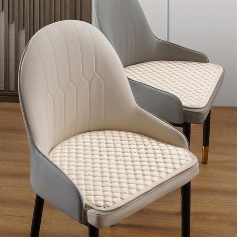 Lot de 2 Coussins de Chaise Antidérapants Demi Cercles Galette de Chaise Confortables et Lavables pour Salle à Manger Cuisine, Beige, 45 x 44 cm