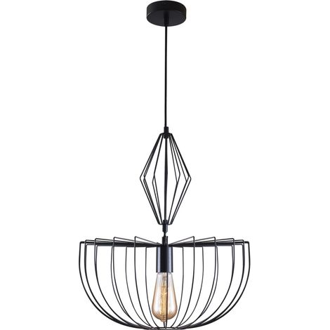 Suspension loft noire métal Jasmina 1xE27 Ø40 Polux (1/5)