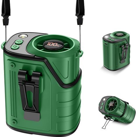 Ventilateur Rechargeable 3 en 1, Ventilateur Portable à Porter pour Travail Extérieur(Vert) (1/5)
