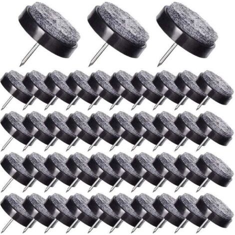 50 Pcs Patin Chaise a Clouer 24mm Tampon Chaise en Feutre pour Protéger Pieds des Meubles Noir (1/4)