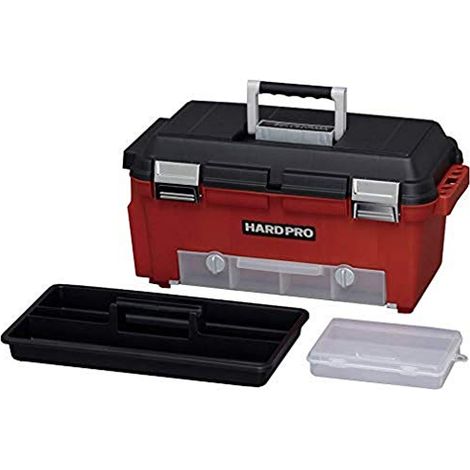 Iris Ohyama, organizer, custodia, baule, cestino, cassetta degli attrezzi, fai da te, chiusura a vite, senza BPA, HP-52, rosso, impilabile, clip di chiusura - L25 x P50 x A25 cm (1/4)