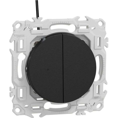 Double va-et-vient ou poussoir lumineux LED - 10 AX - Odace - S940273 - Schneider - Noir onyx