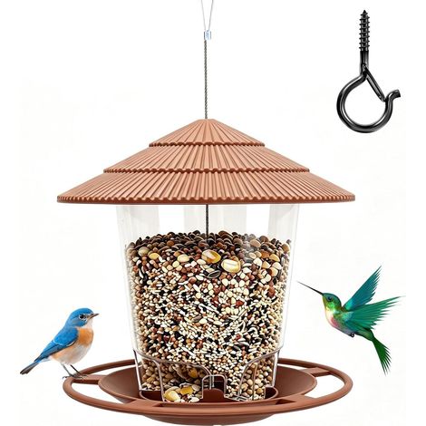 Mangeoire à Oiseaux à Suspendre pour Jardin Extérieur, Marron (1/5)
