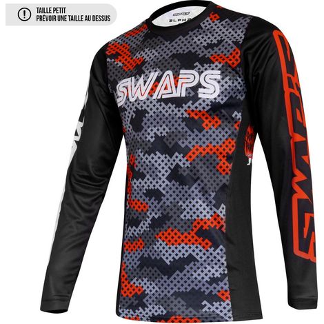 T-Shirt maillot Swaps Camo Kid rouge pour moto cross enduro