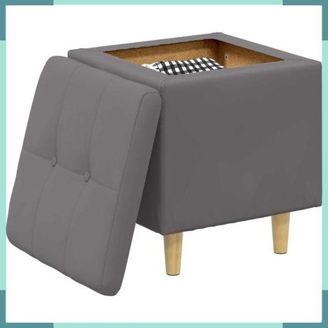 Pouf de rangement - 876815 - Simili cuir - Gris - 40 x 40 x 45 cm (1/5)