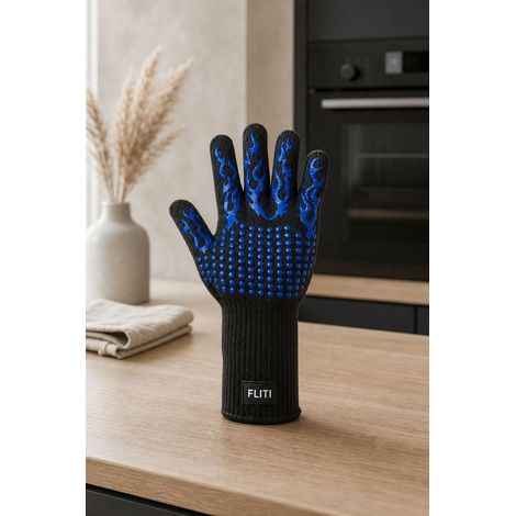 Heat-resistant silicone gloves, 800°C, cut resistance L5, aramid cotton - for barbecues, cooking, and welding (1/5)