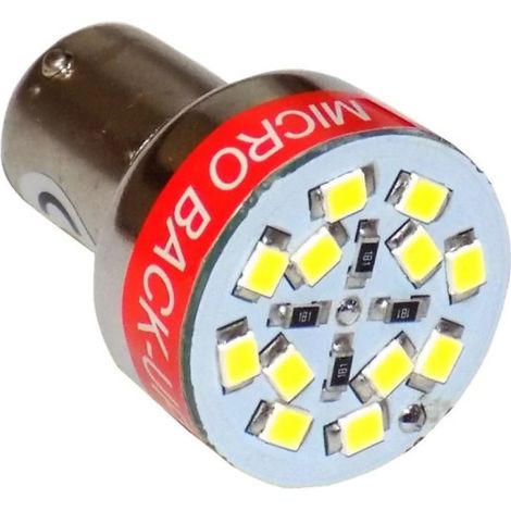Ampoule LED 12 LED avec buzzer, dispositif d'alerte sonore pour la marche arrière, 12V, blanche, P21W BA15S
