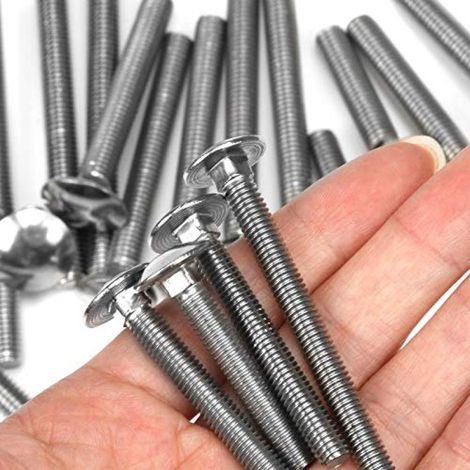 Boulon à tête ronde et collet carré en acier inoxydable M6 (filetage complet, longueur 80 mm, 10 pièces) (1/5)