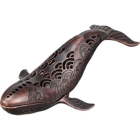 Porte-Parfum Bâton en Alliage de Cuivre Forme Poisson Vintage, Brûleur Parfum Décoratif Délicat pour Relaxation et Rafraîchissement de l'espace, Salon et Bureau (1/5)